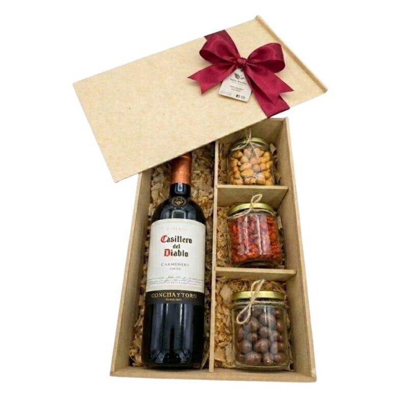 Caja de Regalo Premium - Vino con botanas